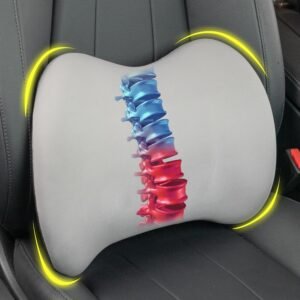 Almofada de suporte lombar para carro, almofada lombar de espuma viscoelástica para alívio da dor lombar - almofada para dirigir, suporte de cadeira para cadeira de carro, cadeira de rodas - cinza