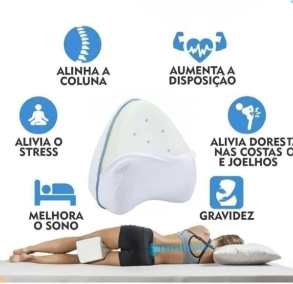 Almofada Ortopédica de Espuma de Memória para Pernas - Travesseiro Ergonômico para Alívio de Dor Lombar - Imagem 3