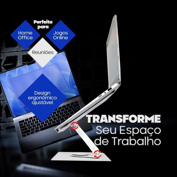 Suporte para Tablet e iPad Giratório 360° - Base de Metal em Alumínio Resistente Articulado Compatível com Suporte para Notebook de 10" a 17" - Base para Laptop, Apoio para Tela Rotativo - Imagem 4