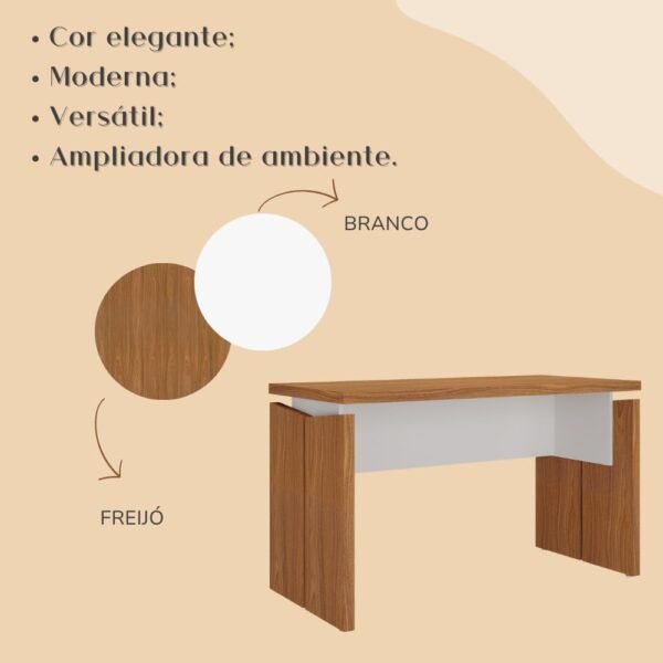 Mesa Funcional e Moderna para Escritório em Tamburato 37mm - Freijó com Branco - Imagem 3