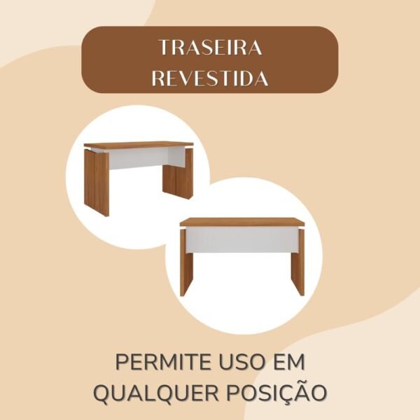 Mesa Funcional e Moderna para Escritório em Tamburato 37mm - Freijó com Branco - Imagem 4