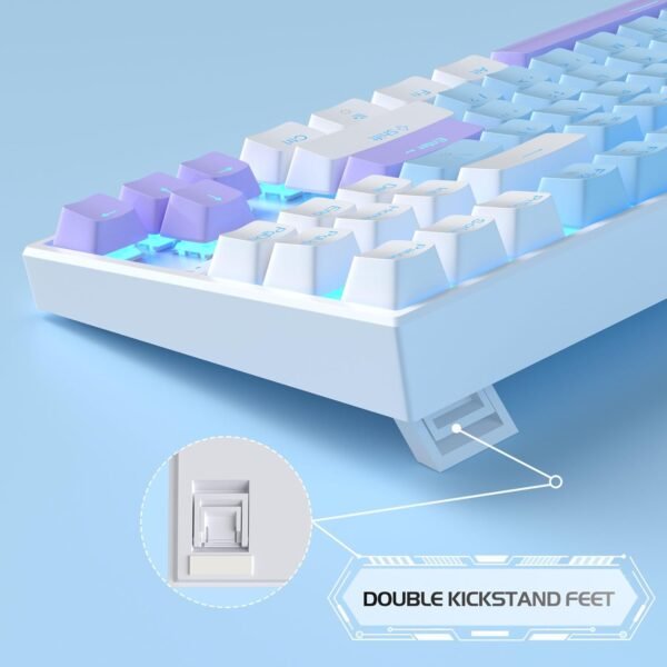 MageGee 75% Teclado mecânico para jogos com interruptor azul, teclado retroiluminado azul LED, teclado compacto TKL de 87 teclas para computador Windows Laptop PC Gamer - Azul/Branco - Imagem 4