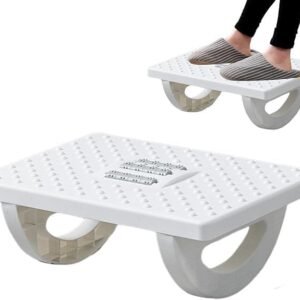 Apoio para Pés Embaixo Da Mesa Com Rodas De Massagem Rotação de 180 Graus Apoio Ergonômico para os Pés (Branco)