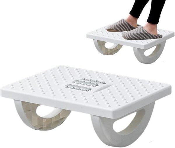 Apoio para Pés Embaixo Da Mesa Com Rodas De Massagem Rotação de 180 Graus Apoio Ergonômico para os Pés (Branco)