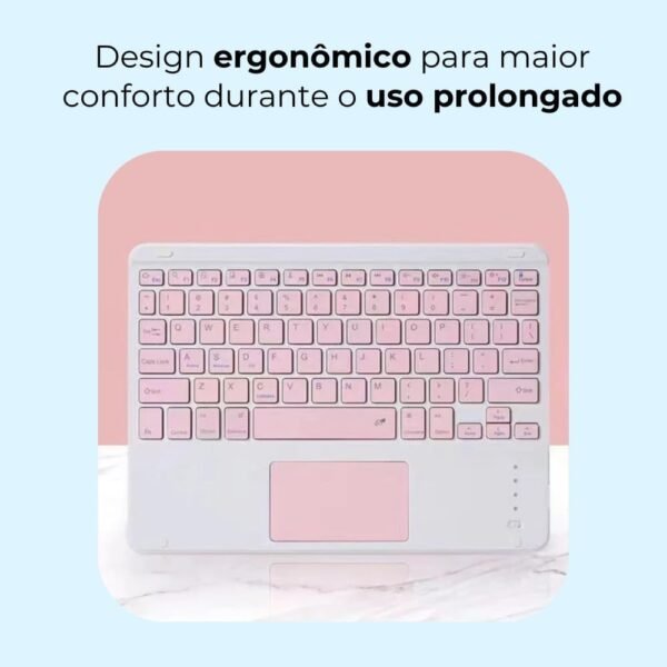 Teclado Sem Fio Bluetooth com TouchPad - Compacto, Ergonômico, Recarga Rápida, Ideal para Notebook e Smart TV (Branco) - Imagem 4