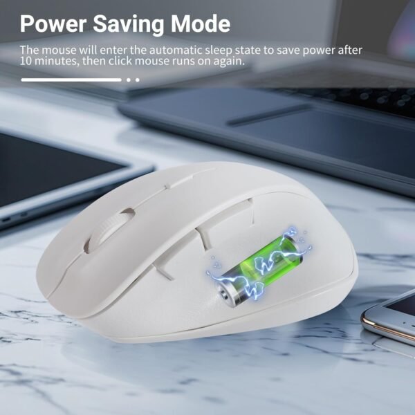 KUYHRF Mouse sem fio, mouse óptico ergonômico de 2,4 G, 5 botões, DPI ajustável, mouse de computador USB para laptop, PC, computador, Chromebook, notebook (branco) - Imagem 6