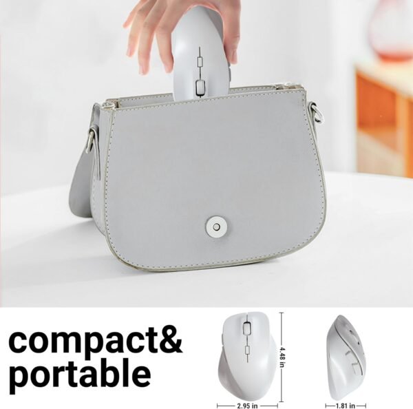 KUYHRF Mouse sem fio, mouse óptico ergonômico de 2,4 G, 5 botões, DPI ajustável, mouse de computador USB para laptop, PC, computador, Chromebook, notebook (branco) - Imagem 7