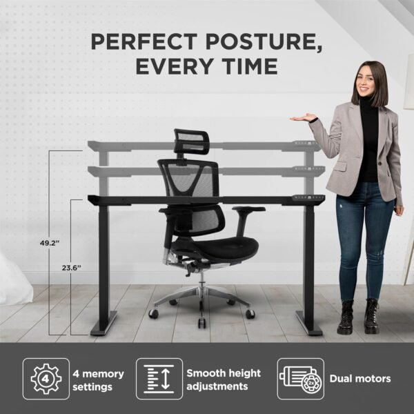 Pernas de mesa em pé, moldura de mesa ajustável com motor duplo com memória, base elétrica, altura da base, pernas de mesa elétrica - Imagem 3