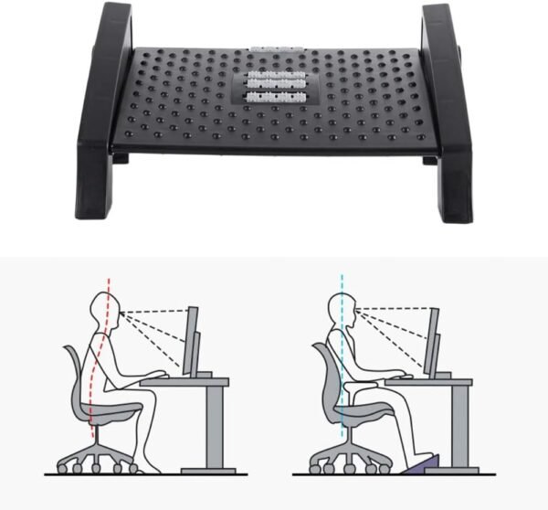 Apoio Para Pés, Banquinho Com Rodas De Massagem e Altura Ajustável - Imagem 3