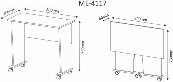 Mesa com rodizio ME4117 Branco - Imagem 3