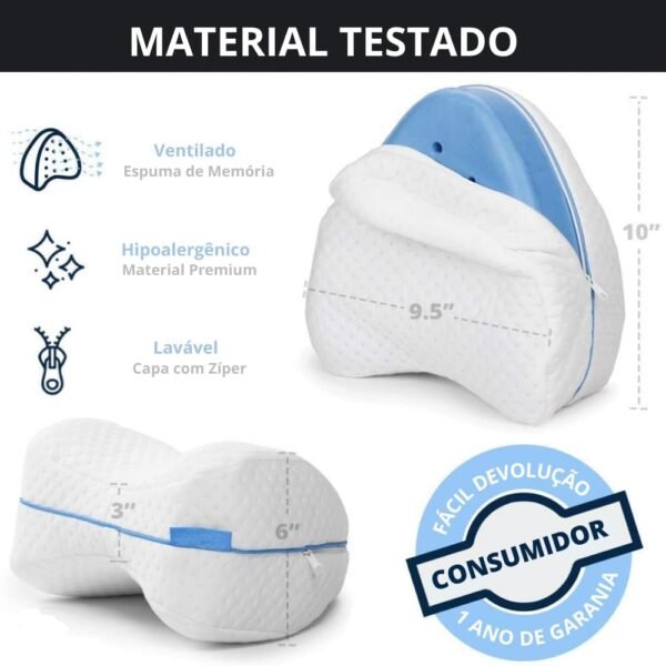 Travesseiro Almofada De Pernas Ortopédico Alivia Dores No Corpo Lombar, Ciática, Articulações, Joelhos e Gravidez - Espuma de Memória - Imagem 4