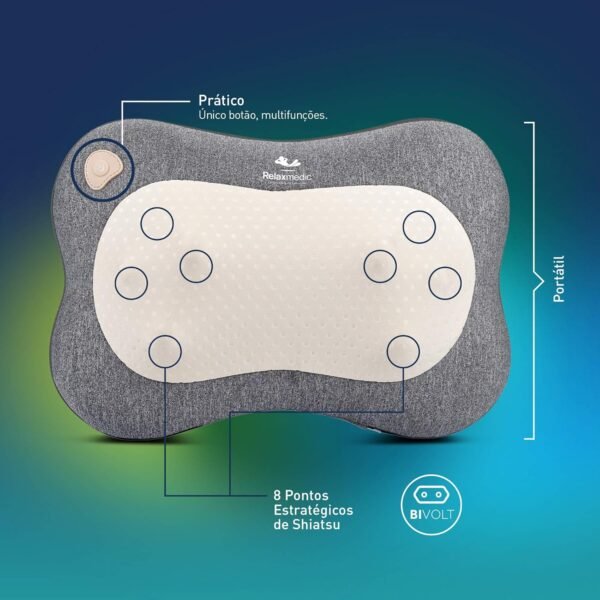 Almofada Massageadora Profissional Shiatsu Lombar Smart - Para Costas e Pescoço - Relamedic - Imagem 4