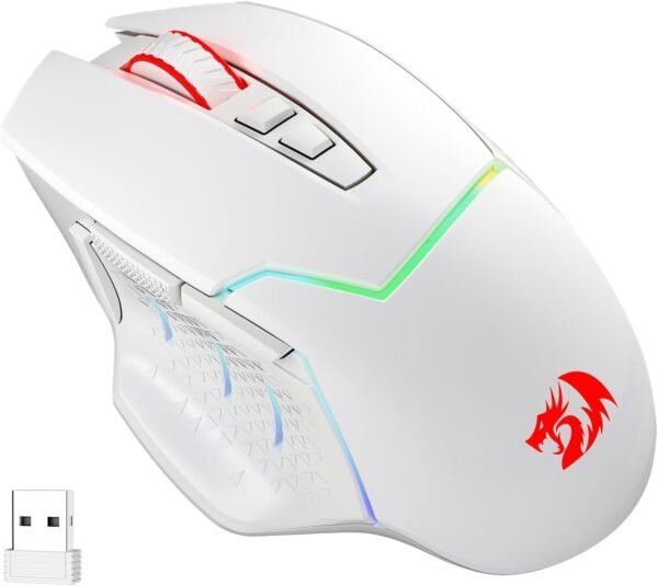 Redragon Mouse para jogos M690 PRO sem fio, 8000 DPI com fio/sem fio com chave de disparo rápido, 8 botões macro, design ergonômico para PC/Mac/laptop, branco - Imagem 8