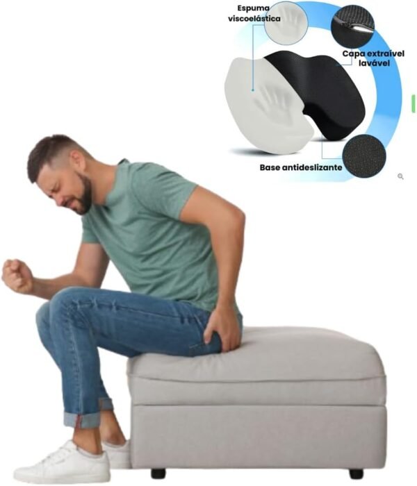 Almofada para Cadeira de Escritório e Cadeira Gamer,com Espuma Viscoelástica, Almofada de Assento Ergonômica para Conforto e Postura- Ideal para Dor nas Costas e Cóccix - Imagem 3