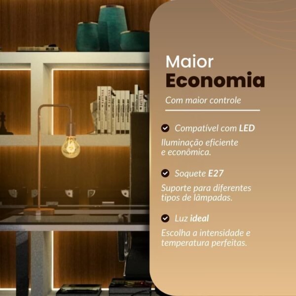 Abajur Sala Quarto Luminária De Mesa Industrial Retro (Bivolt) (Cobre) - Imagem 2