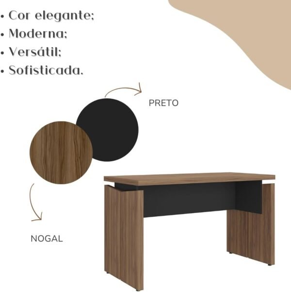 Mesa Operacional Funcional e Moderna em Tamburato 37mm - Nogal e Preto Artany - Imagem 7