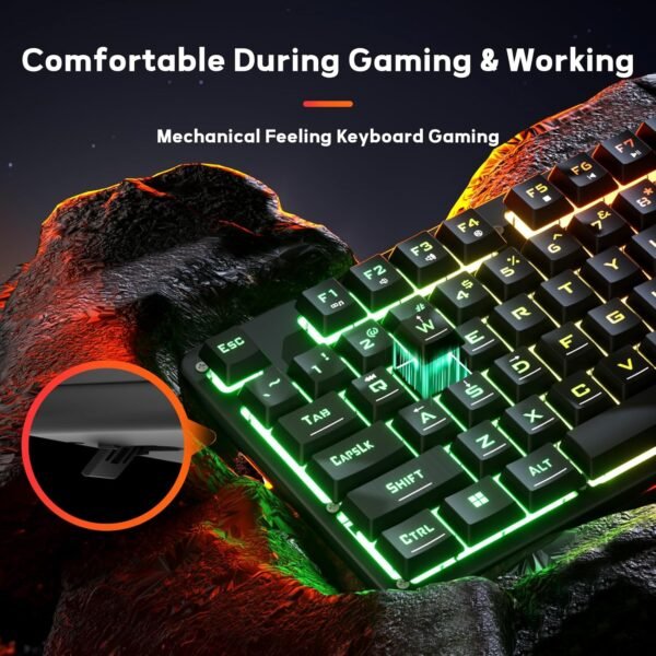 Redragon Teclado para jogos de LED Rainbow K521, teclado mecânico com 104 teclas com fio e teclas multimídia, retroiluminado com um toque, anti-fantasma, compatível com PC, Mac, PS4/5, Xbox - Imagem 3