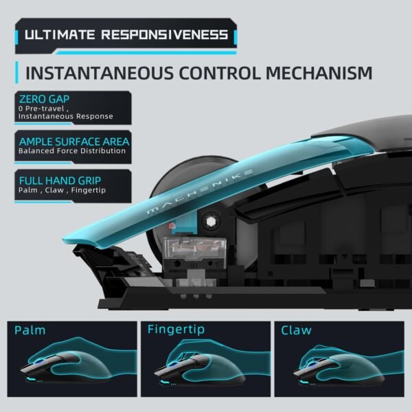 Machenike Mouse de Jogo Sem Fio com Iluminação RGB, Sensor Óptico de 26.000 DPI, Receptor USB 2.4G, Botões Programáveis, Bateria de Longa Duração, Design Ergonômico para Laptop, PC, Mac - Imagem 5