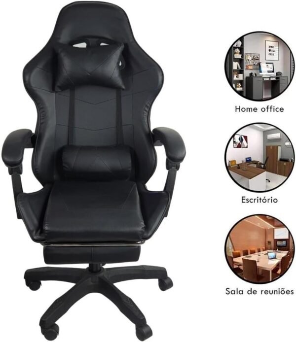 Cadeira Gamer Stillus Ergonômica Com Apoio Para Os Pés (Preto) - Imagem 3