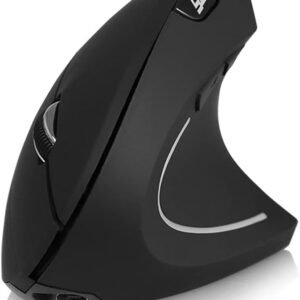 2.4G Rato Vertical Recarregável Sem Fio Rato Ergonômico Rato Óptico 3 Níveis de DPI Ajustáveis/Plug&Play Preto