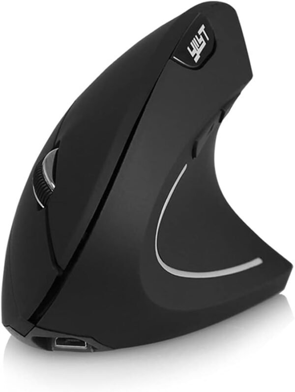 2.4G Rato Vertical Recarregável Sem Fio Rato Ergonômico Rato Óptico 3 Níveis de DPI Ajustáveis/Plug&Play Preto