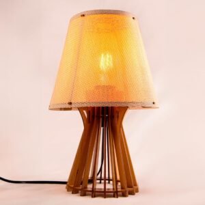 Abajur Luminária Mesa Madeira MDF Sala Quarto Criado Mudo (carvalho, cônica)