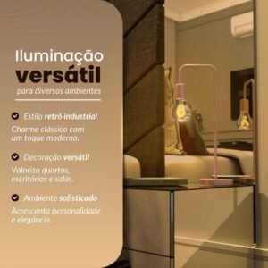 Abajur Sala Quarto Luminária De Mesa Industrial Retro (Bivolt) (Cobre)