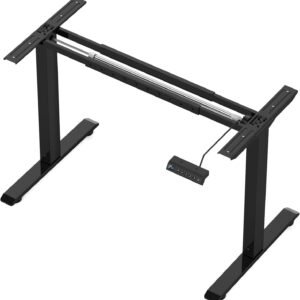 Aldeepo Moldura de mesa de computador ajustável elétrica, pernas de mesa ajustáveis em pé, apenas base de mesa em pé, moldura de mesa para casa e escritório (preto)