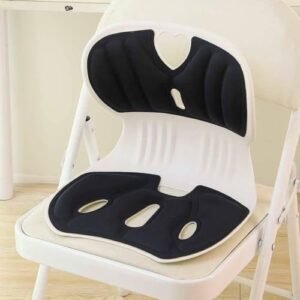 Almofada Ergonômica para Cadeira com Apoio Lombar, Preto e Branco, Duplo Estofamento