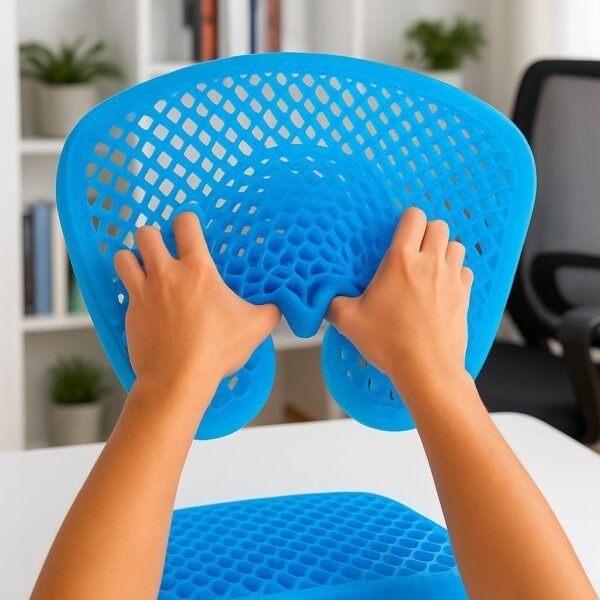 Almofada Gel Ortopédica para Assento, Design Colmeia, Suporte até 100kg, AzulOrtopédica Anatomica,Coluna,Cóccix,Acento,Nervo ciático,Dor nas costas,Cadeirante,Apoio lombar,Carro,Ergonômico,Lombar - Imagem 2