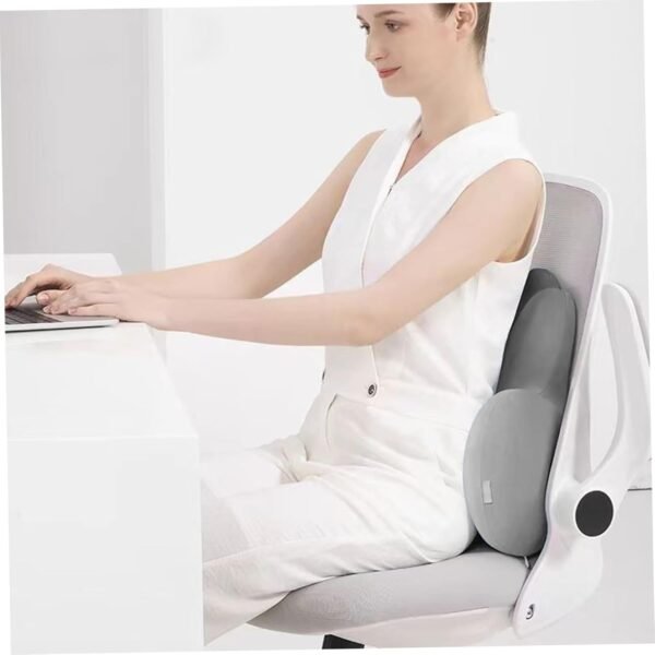 Almofada de apoio lombar para cadeira de escritório, almofada de apoio para as costas em forma de concha portátil, multi-zona, ergonômica, respirável, espuma viscoelástica 41 x 13 x 13 cm (cinza - Imagem 2