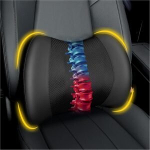 Almofada de suporte lombar para carro, almofada lombar de espuma viscoelástica para alívio da dor nas costas - almofada para dirigir, suporte de cadeira para cadeira de carro, cadeira de rodas - preta