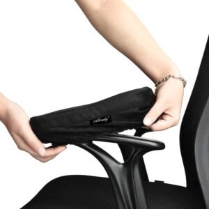 Aloudy Almofadas ergonômicas de espuma viscoelástica para apoio de braço para cadeira de escritório, capas confortáveis para descanso de braço para cotovelos e antebraços (conjunto de 2), preto, médio