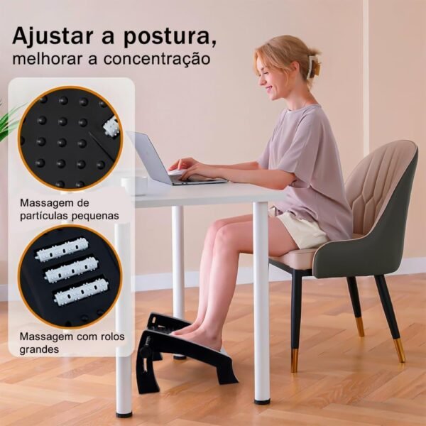 Apoio Para Pés, Banquinho Com Rodas De Massagem e Altura Ajustável - Imagem 2