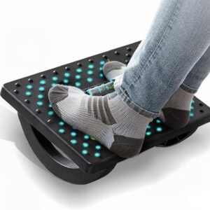 Apoio para Pés, Apoio para pés ergonomico, Apoio de pé, Suporte pé, Rodas de Massagem Giratórias de 180 Graus, Apoio para Pés Embaixo Da Mesa, Preto