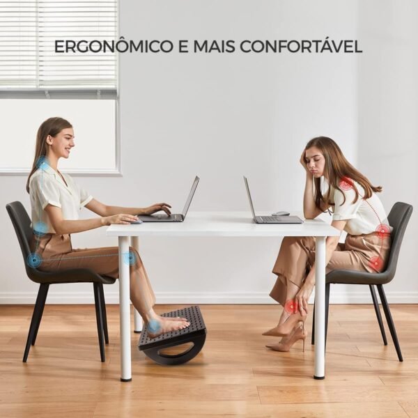 Apoio para Pés Embaixo Da Mesa Com Rodas De Massagem Rotação de 180 Graus Apoio Ergonômico para os Pés Preto - Imagem 2