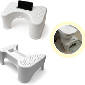 Banquinho Vaso Sanitário Banco de Cócoras Ergonômico Apoio para Pé Privada Banheiro Com Suporte de Celular e Antiderrapante Ergonômico