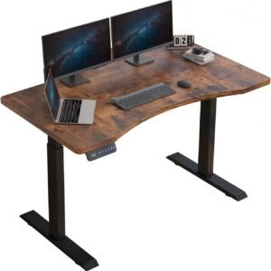 Barhoss Mesa elevatória elétrico, Mesa ajustável de 140 x76cm,motor duplo, mesa de escritório em casa,Altura ajustável, gama de ajuste de altura 69-115cm, com função de memória de altura,marrom