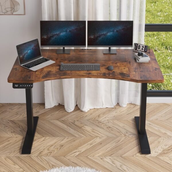 Barhoss Mesa elevatória elétrico, Mesa ajustável de 140 x76cm,motor duplo, mesa de escritório em casa,Altura ajustável, gama de ajuste de altura 69-115cm, com função de memória de altura,marrom - Imagem 2