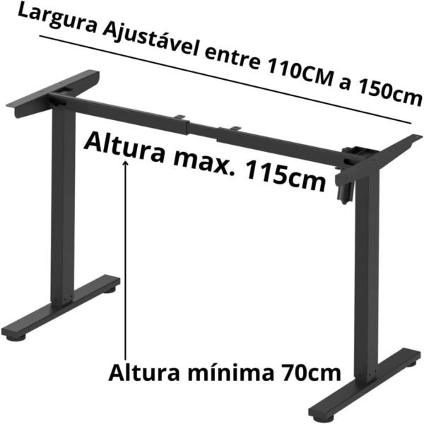 Base de Mesa de Escritório, Escrivaninha, Para Estação de Trabalho, estudo, com Ajuste automático, Altura, 115 cm, Preta - Imagem 2