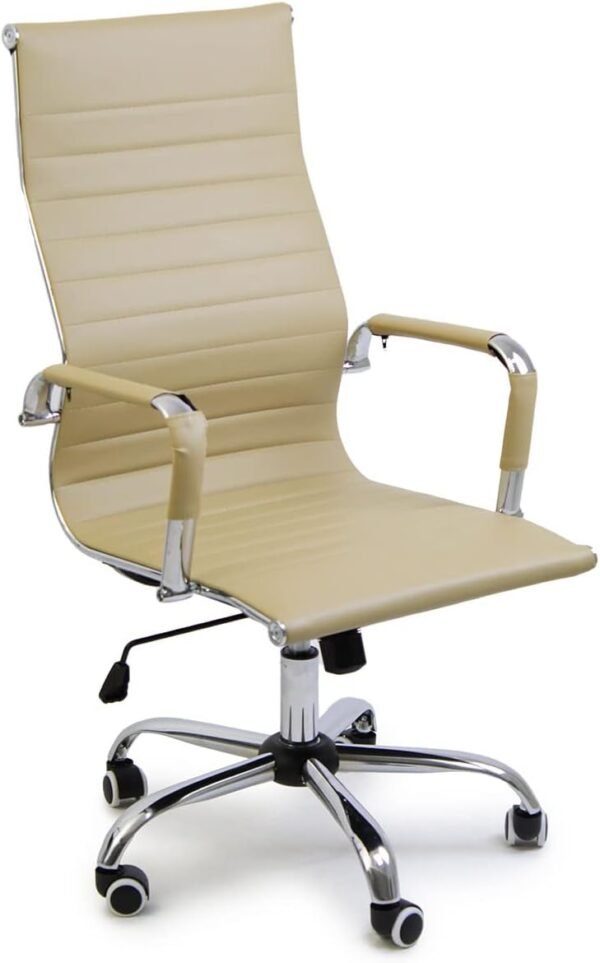 Cadeira Alta De Escritorio Esteirinha Giratoria Ergonomica (Bege)