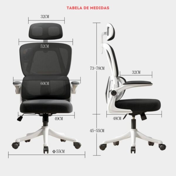 Cadeira De Escritório Ergonômica Giratória com Apoio de Braços 150kg 3D Plus (Preta) - Imagem 2