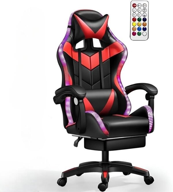 Cadeira Ergonômica Gamer com Iluminação RGB Suporte e Conforto para Escritório