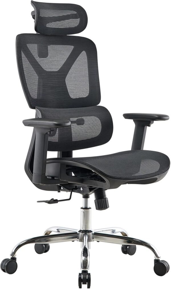 Cadeira Ergonômica para Escritório com Apoio Lombar Ajustável e Tecido Respirável Suporta 150kg