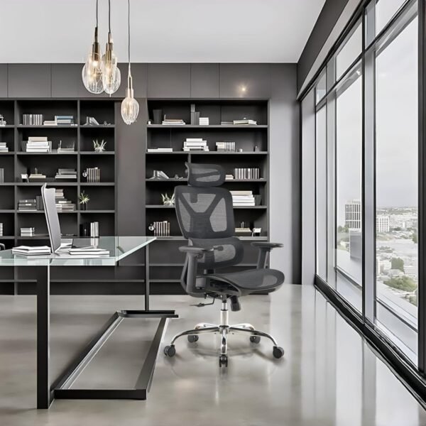 Cadeira Ergonômica para Escritório com Apoio Lombar Ajustável e Tecido Respirável Suporta 150kg - Imagem 2