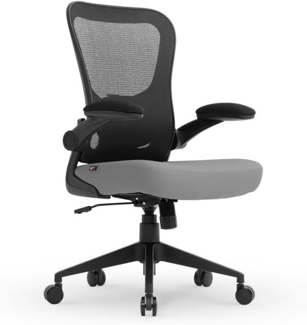 Cadeira Escritorio Ergonomica e Confortável DT3 Vita com revestimento Mesh Spandex™+Tecido Softex™, braço retrátil até 90º, suporta até 120kg e altura máx. de 1,75m(Grey)