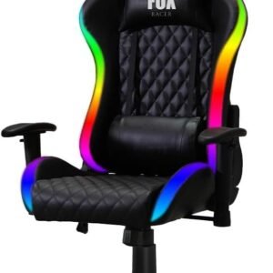 Cadeira Gamer Fox Racer até 130kgs com RGB e Iluminação LED com almofadas Reclinável Preta