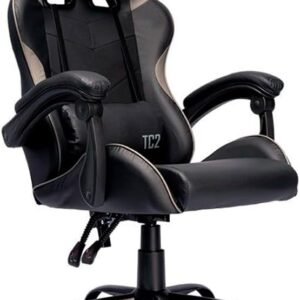 Cadeira Gamer TGT Heron TC2 | Espuma Moldada | Almofadas para Lombar e Pescoço | Suporta até 120kg | Ajuste de Inclinação | Braço Fixo | Preto | TGT-HRTC-BL03