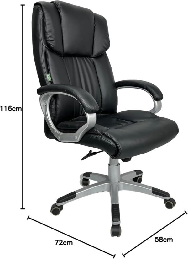 Cadeira Para Escritório Presidente Giratória Ergonômica Luxo Rohden. HOME OFFICE Milão Couro (Preto) - Imagem 2