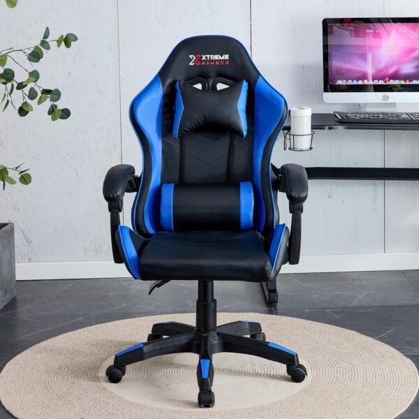 Cadeira Xtreme Gamers Cinesis Giratória Reclinável Altura Ajustável Preta e Azul - Imagem 2